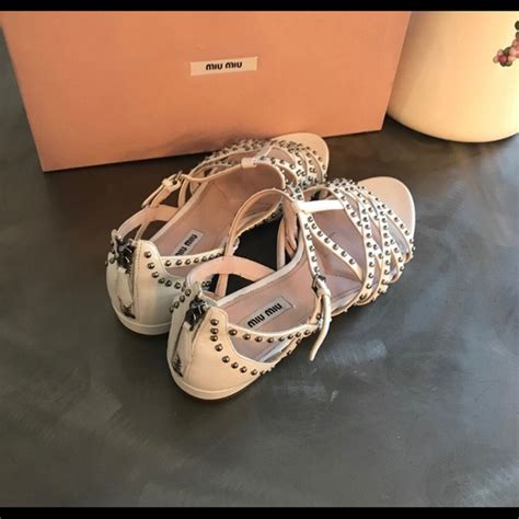 miu miu studded flats|midi miu flat sandals.